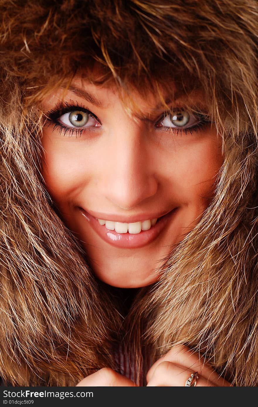 Woman in fur cap