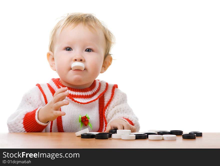 Child plays checkers