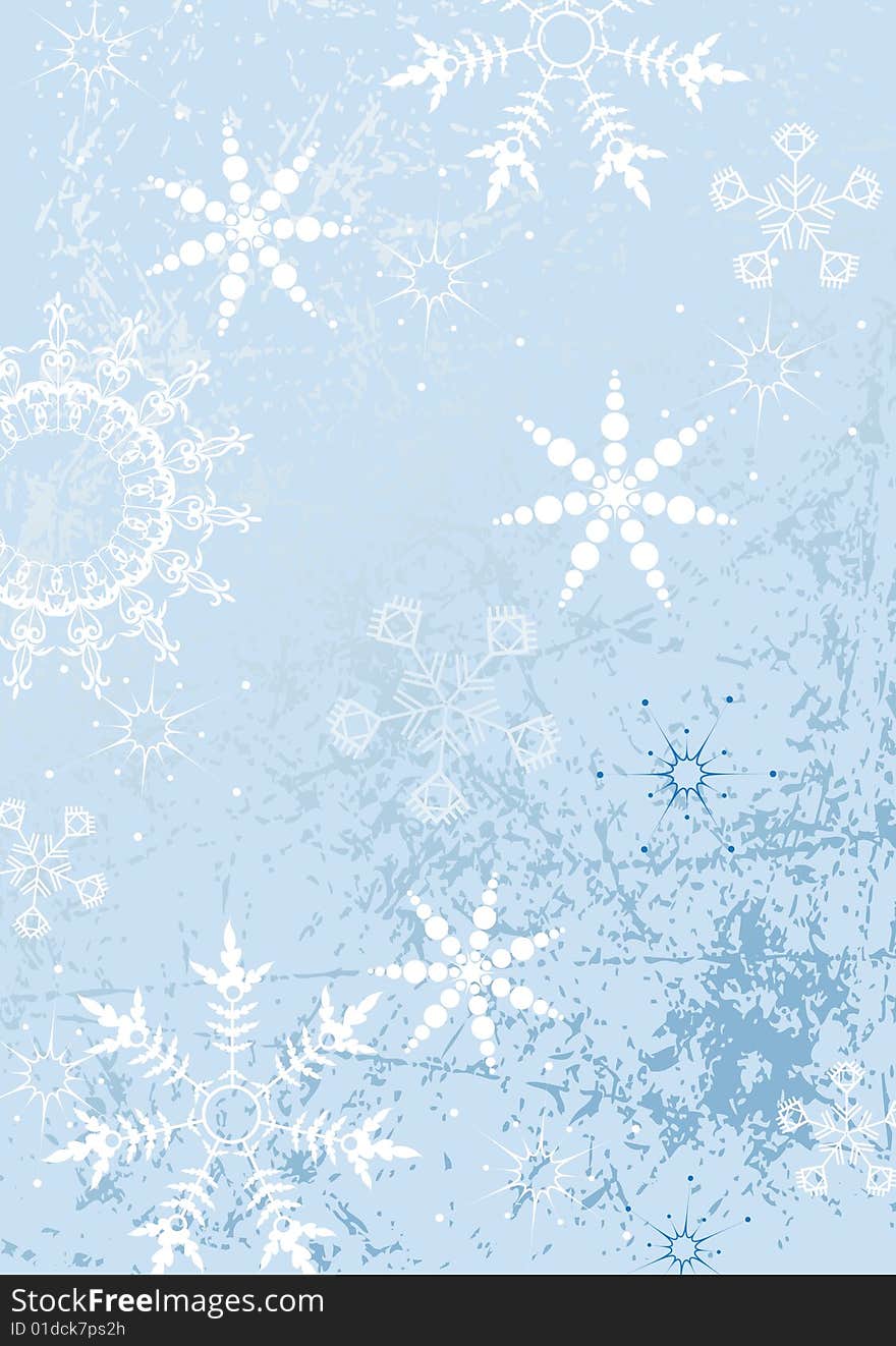 Abstract blue background with snowflakes