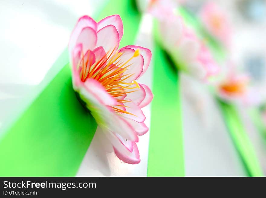 Wedding Decoration On White Limousine Car.