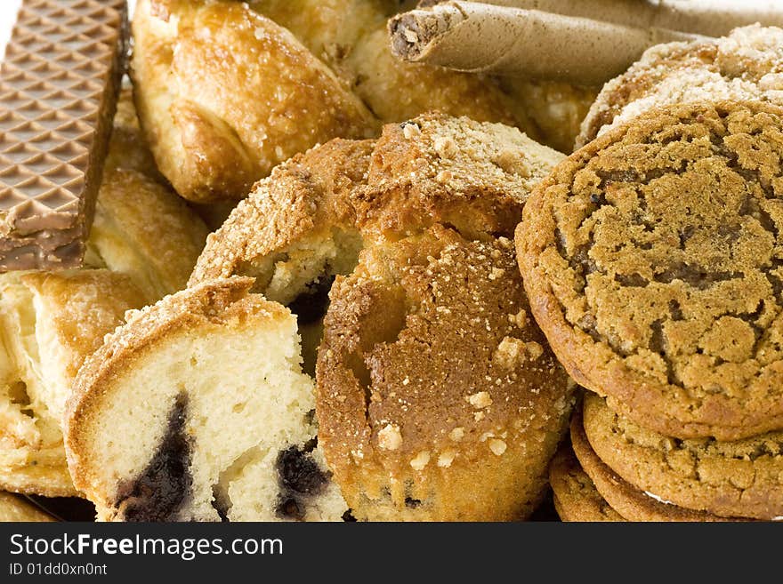 Dessert on white background