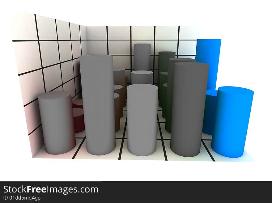 Statistics - 3d isolated diagram on white. Statistics - 3d isolated diagram on white