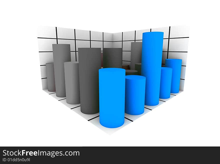 Statistics - 3d isolated diagram on white. Statistics - 3d isolated diagram on white