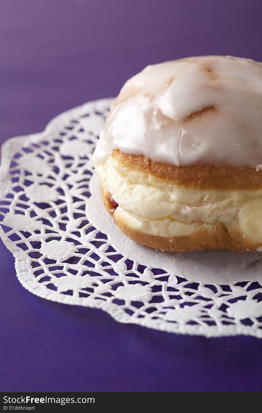 Donut, choux pastry filled with jam