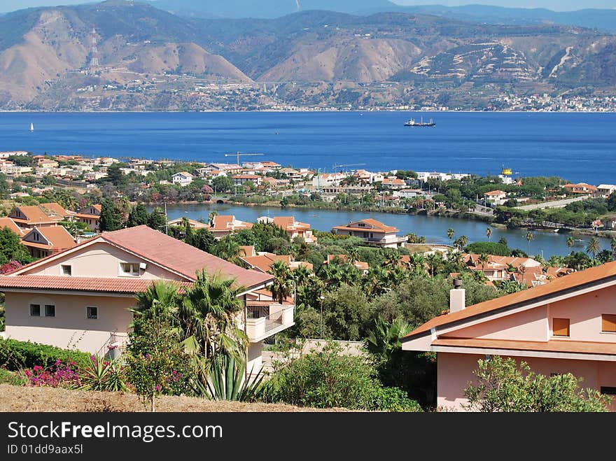 The lake of salt and the canal of Messina, in Sicily. The lake of salt and the canal of Messina, in Sicily.