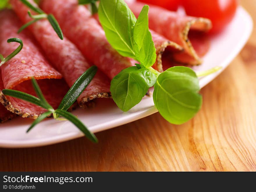 Salami with herbs