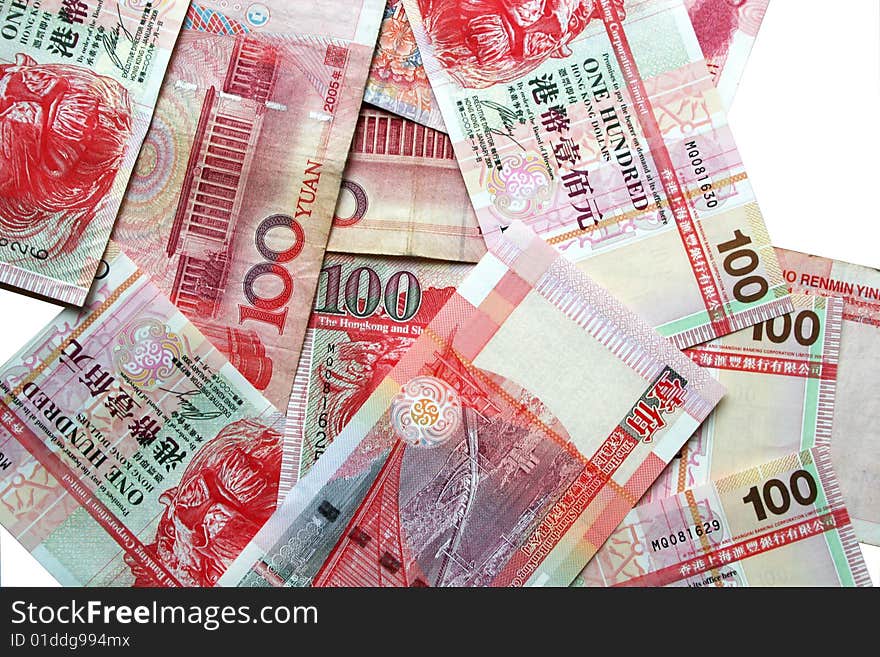 One hundred Hong Kong dollar notes. One hundred Hong Kong dollar notes