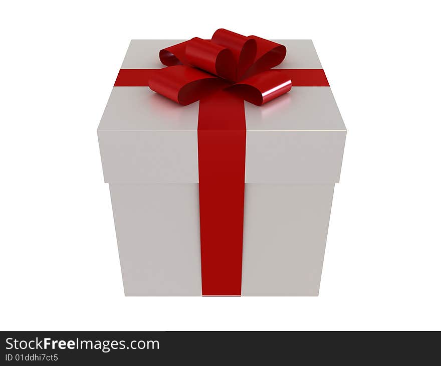 Gift box with bow isolated on white background