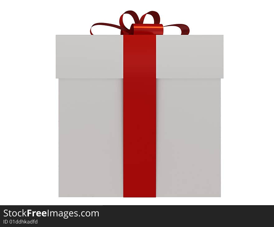 Gift box with bow isolated on white background