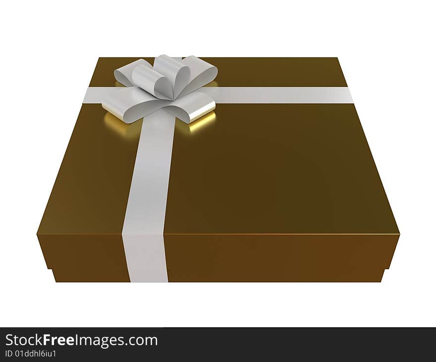 Gift box with bow isolated on white background