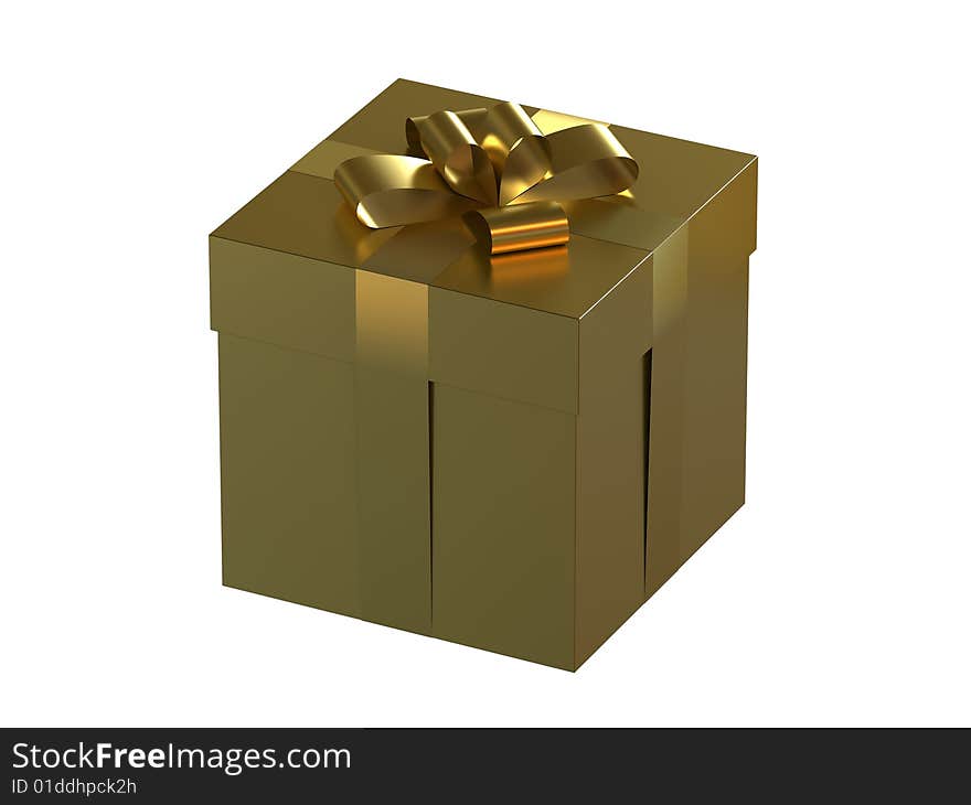 Gift box with bow isolated on white background