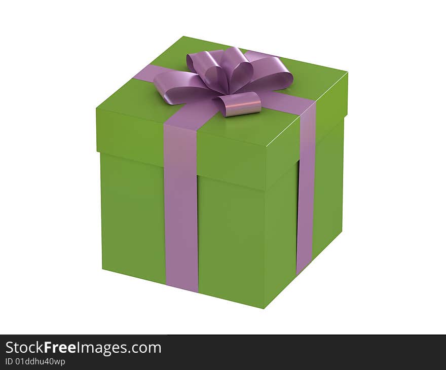 Gift box with bow isolated on white background