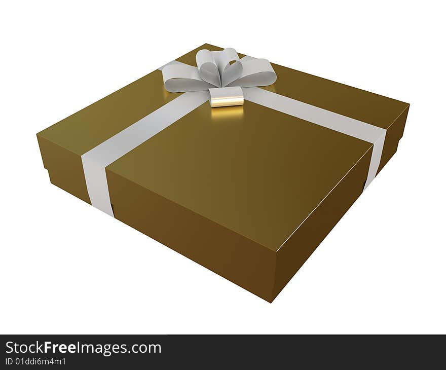 Gift box with bow isolated on white background