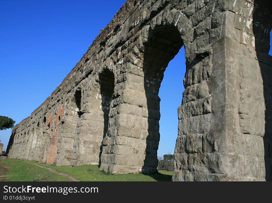 The rest of Roman aqueduct in Rome