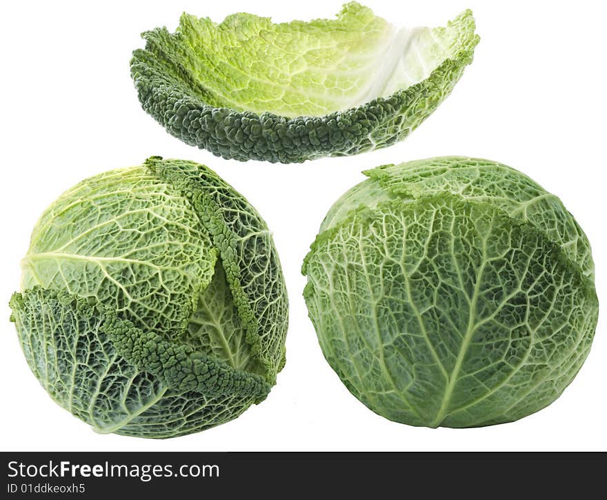 Savoy cabbage isolated on white background