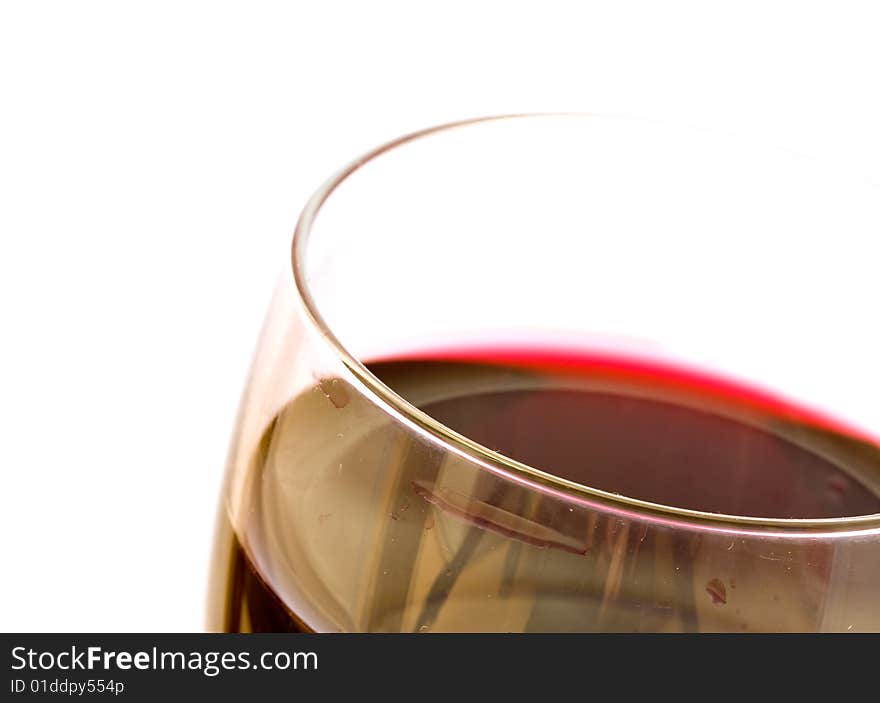 Glass red wine on white background