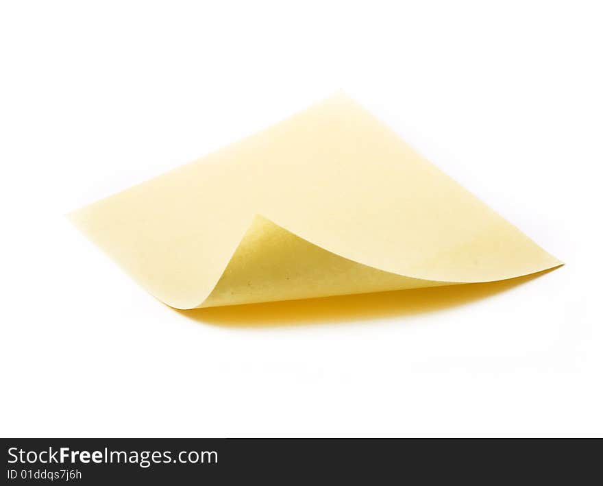 Yellow sheet on a white background