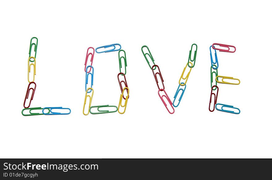 Paper clips combined in a word