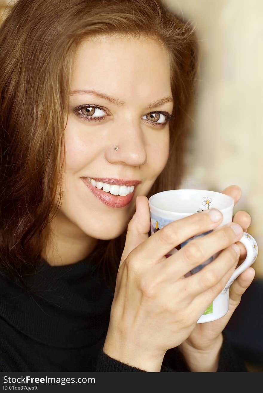 Woman drinking coffee