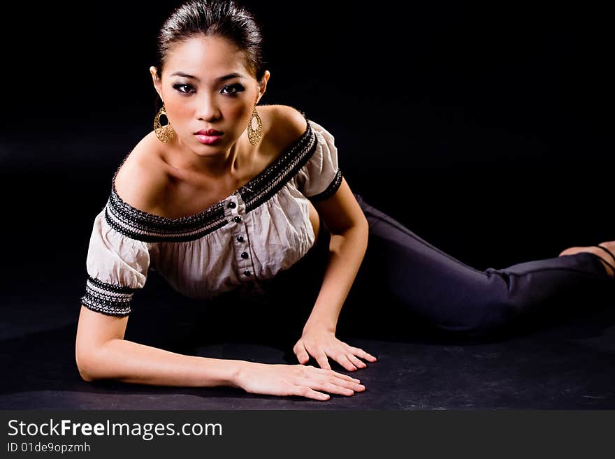 Stylish asian young woman face expression. Stylish asian young woman face expression