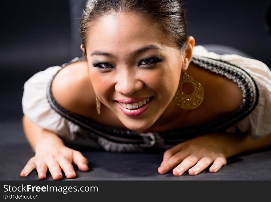 Stylish asian young woman face expression. Stylish asian young woman face expression