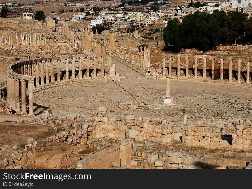 Ancient roman ruins in Jerash, Jordan