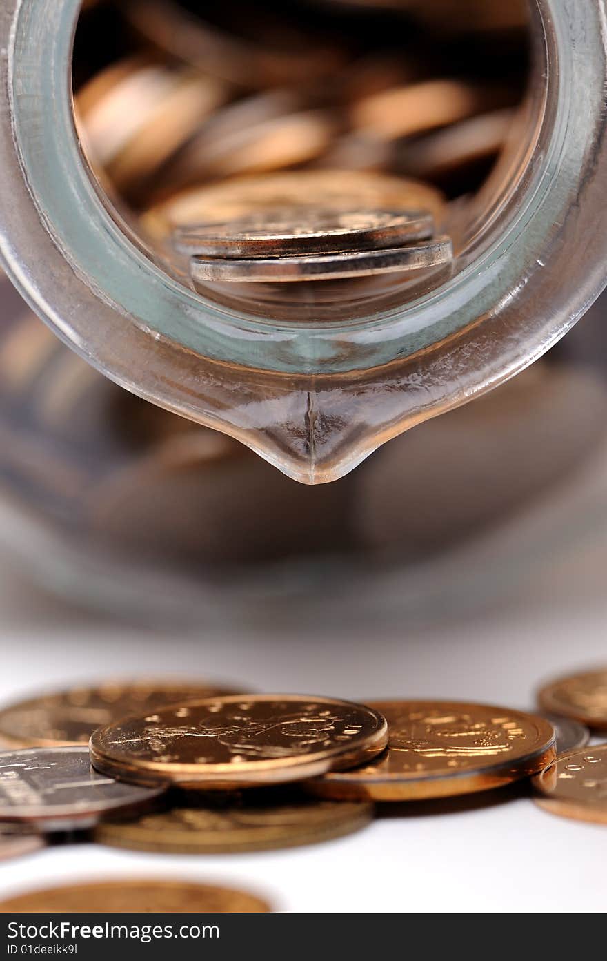 Glass Bottle Full Of Coins