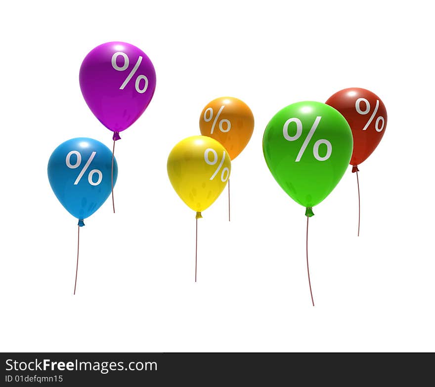 Balloons with percent symbols