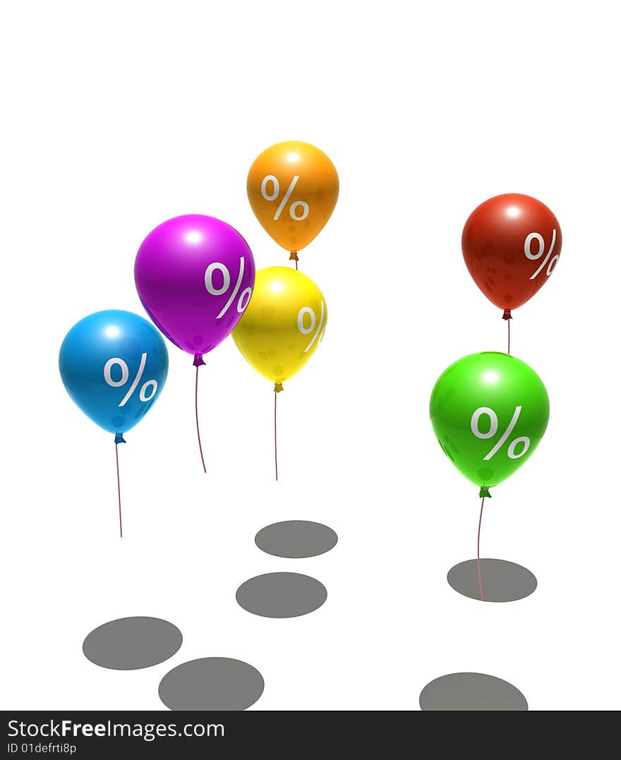 Balloons with percent symbols