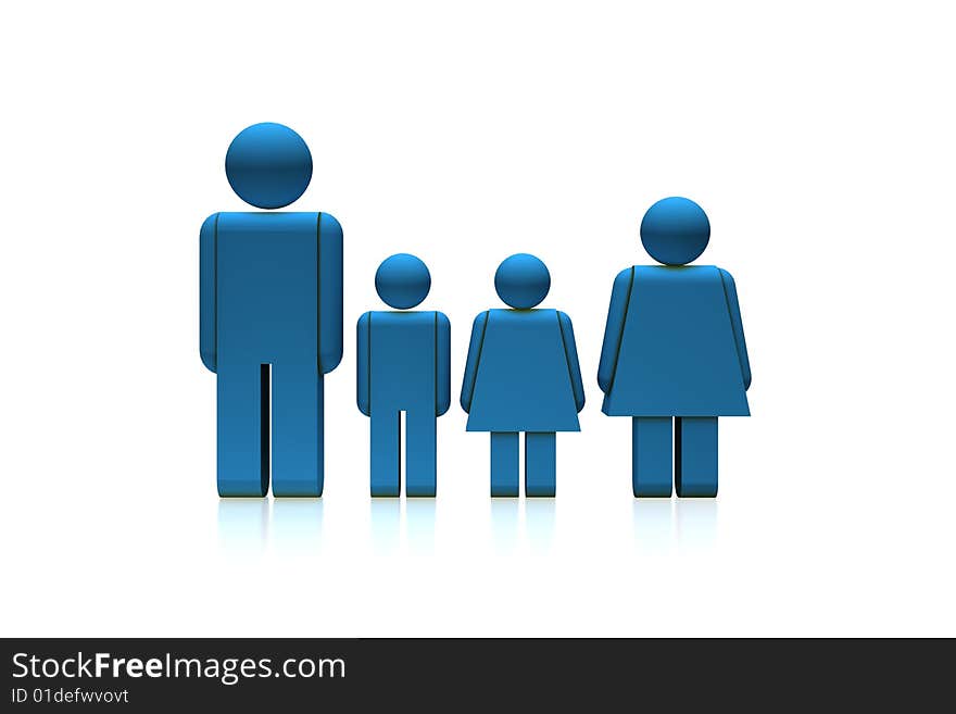 Family silhouette - 3d render isolated illustration