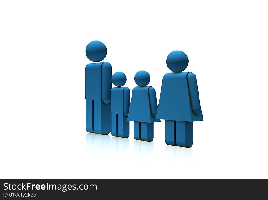 Family silhouette - 3d render isolated illustration