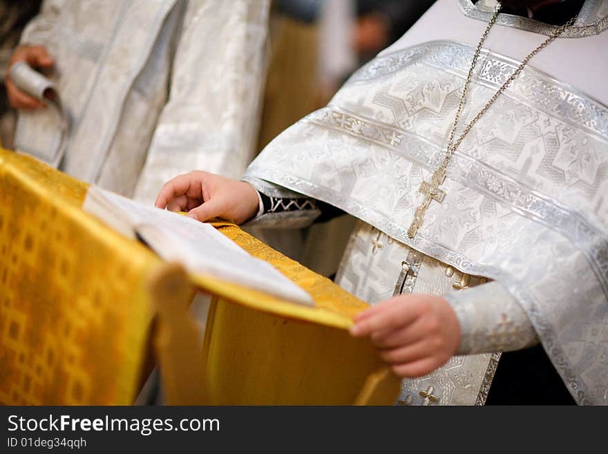 Reading Bible in the church