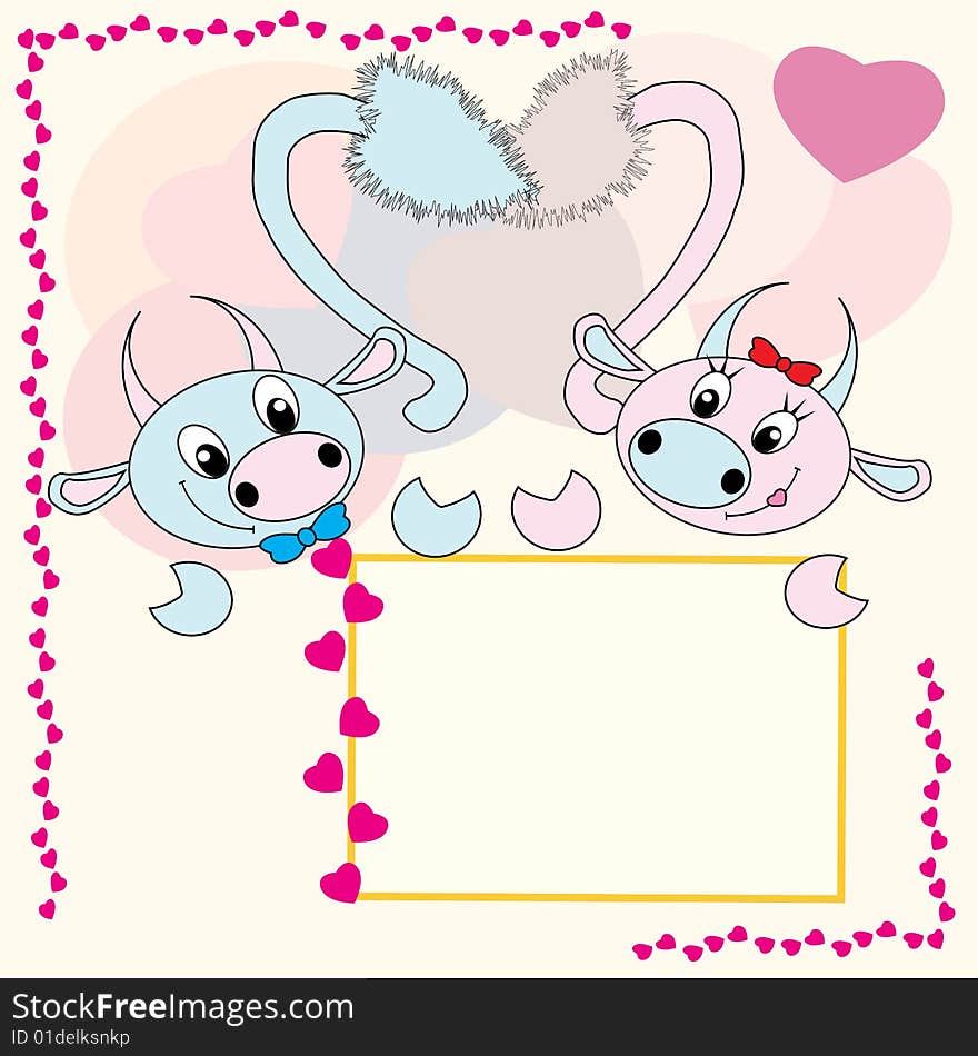 Collection of falling in love animals over cute background with hearts. Collection of falling in love animals over cute background with hearts