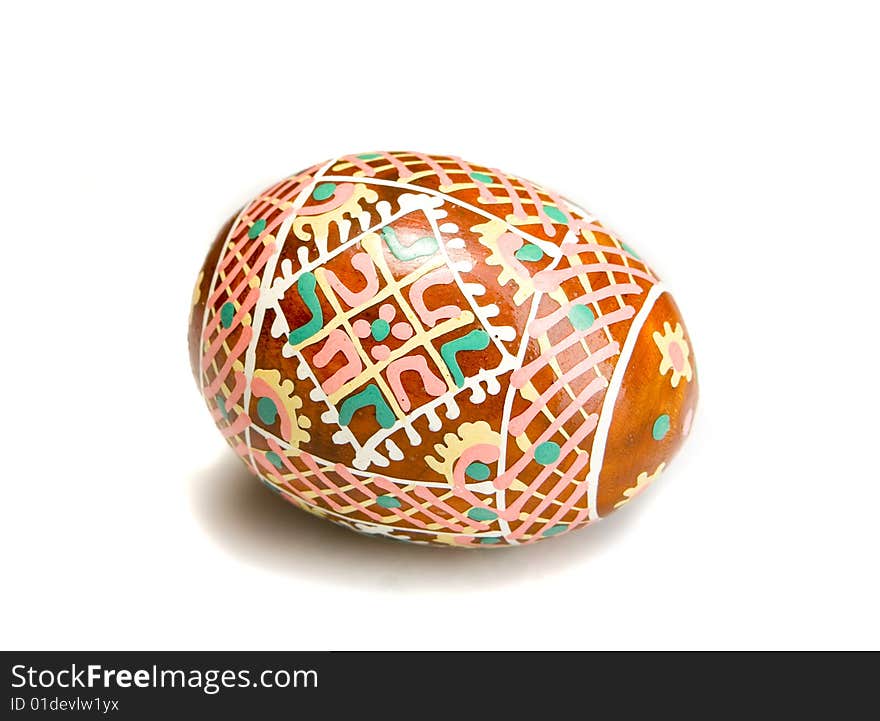 Decorated egg for easter on white ground