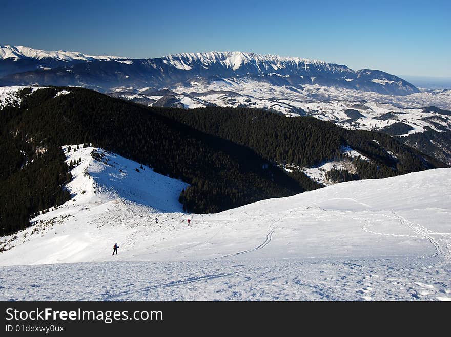 Winter landscape with Piatra Craiului ridge (National Park in Romania, 2239 m altitude). Winter landscape with Piatra Craiului ridge (National Park in Romania, 2239 m altitude)