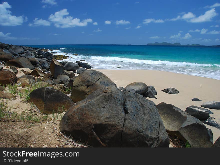 Rocky, tropical beach