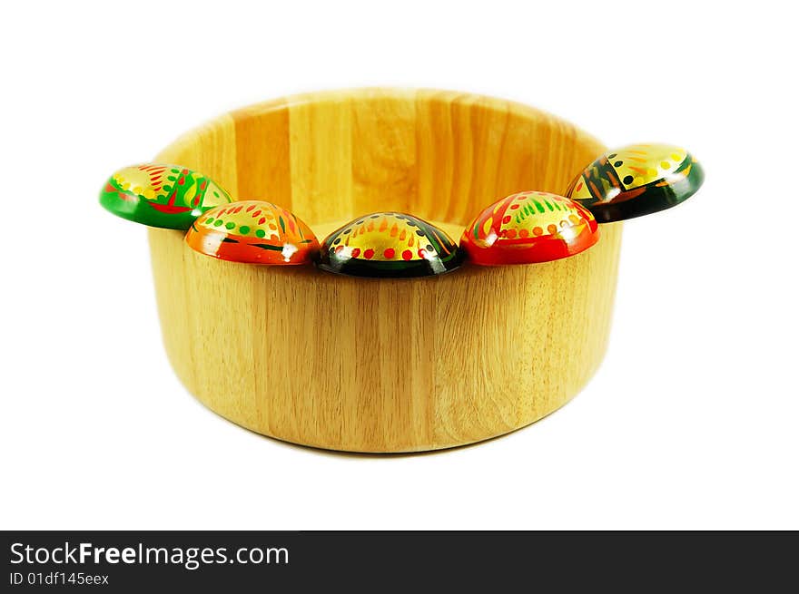 Russian Wooden Spoons On Wooden Bowl