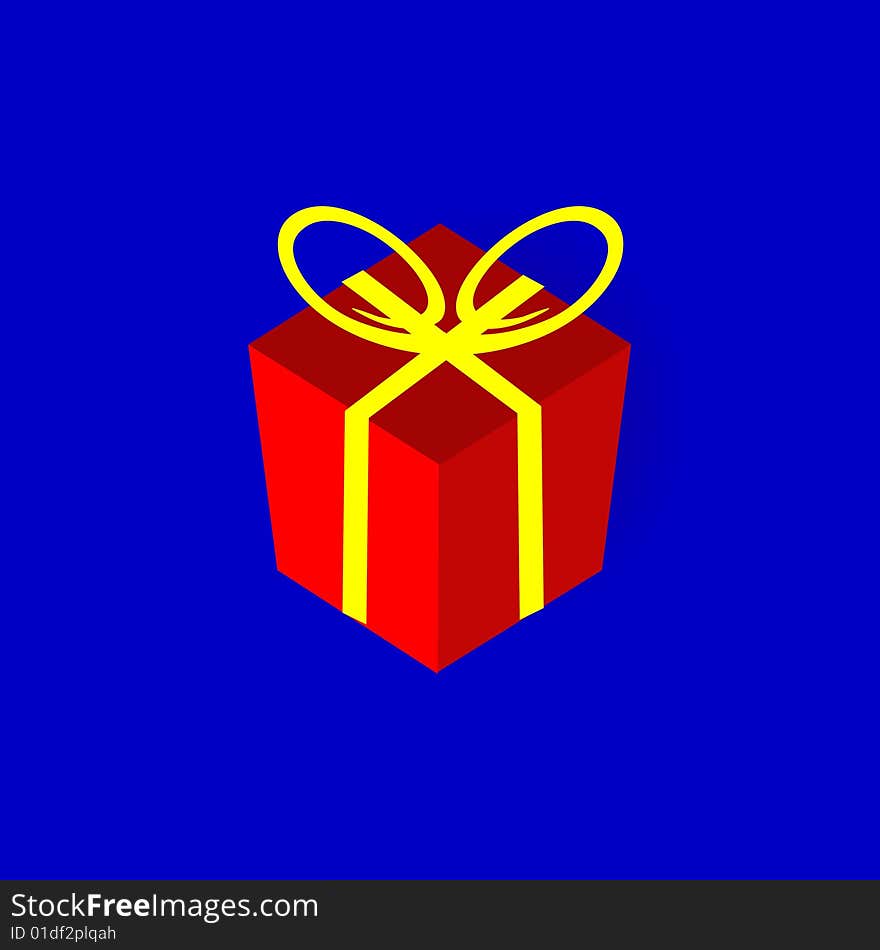 Gift on a blue background - a computer generated image