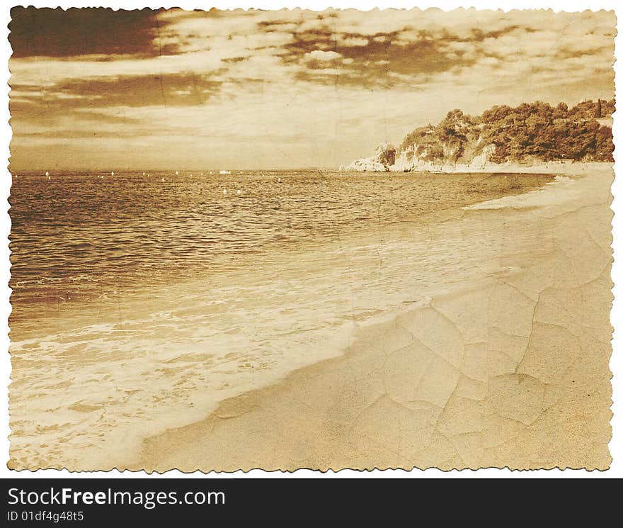 A old photo of Spanish seaside. A old photo of Spanish seaside