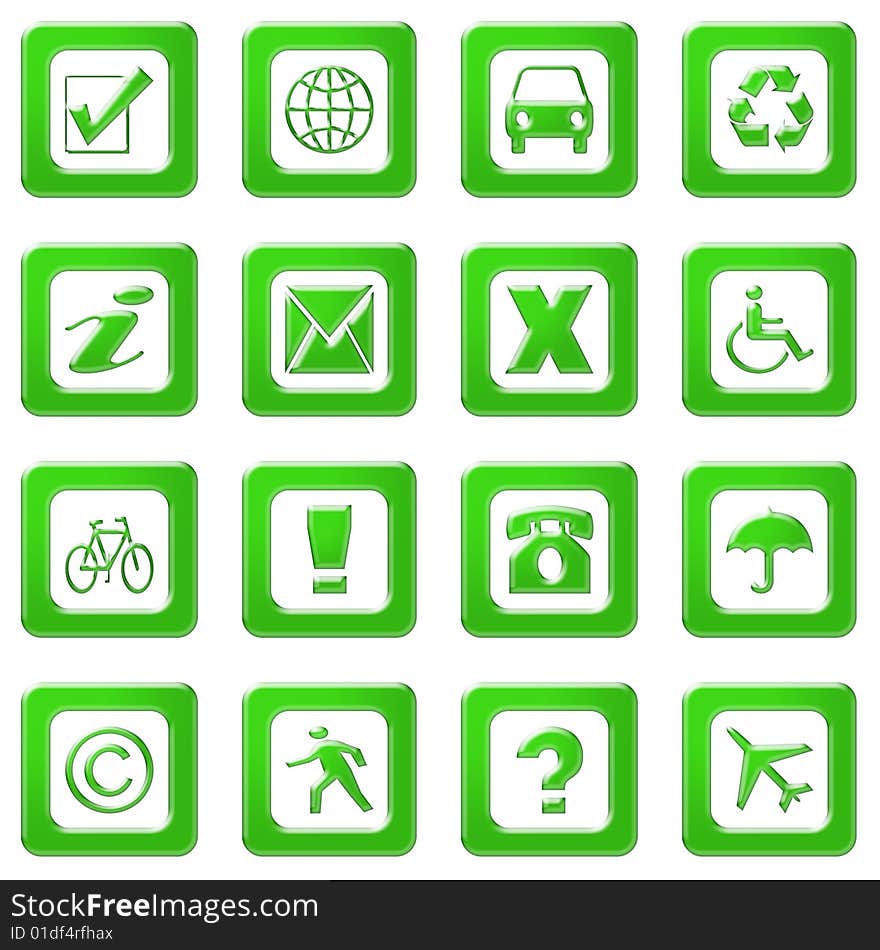 Web icons, crystallized green color