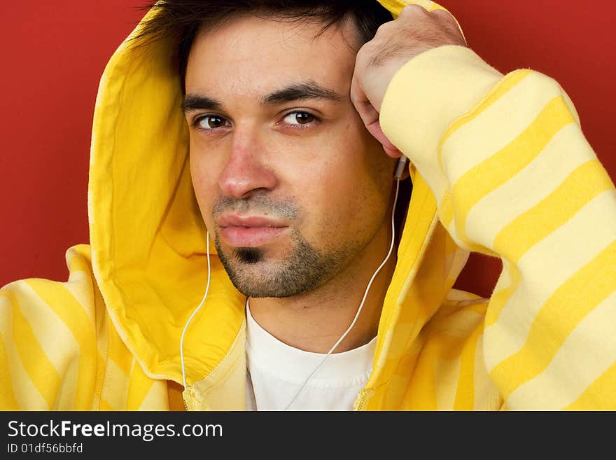 Young Man Enjoying Music