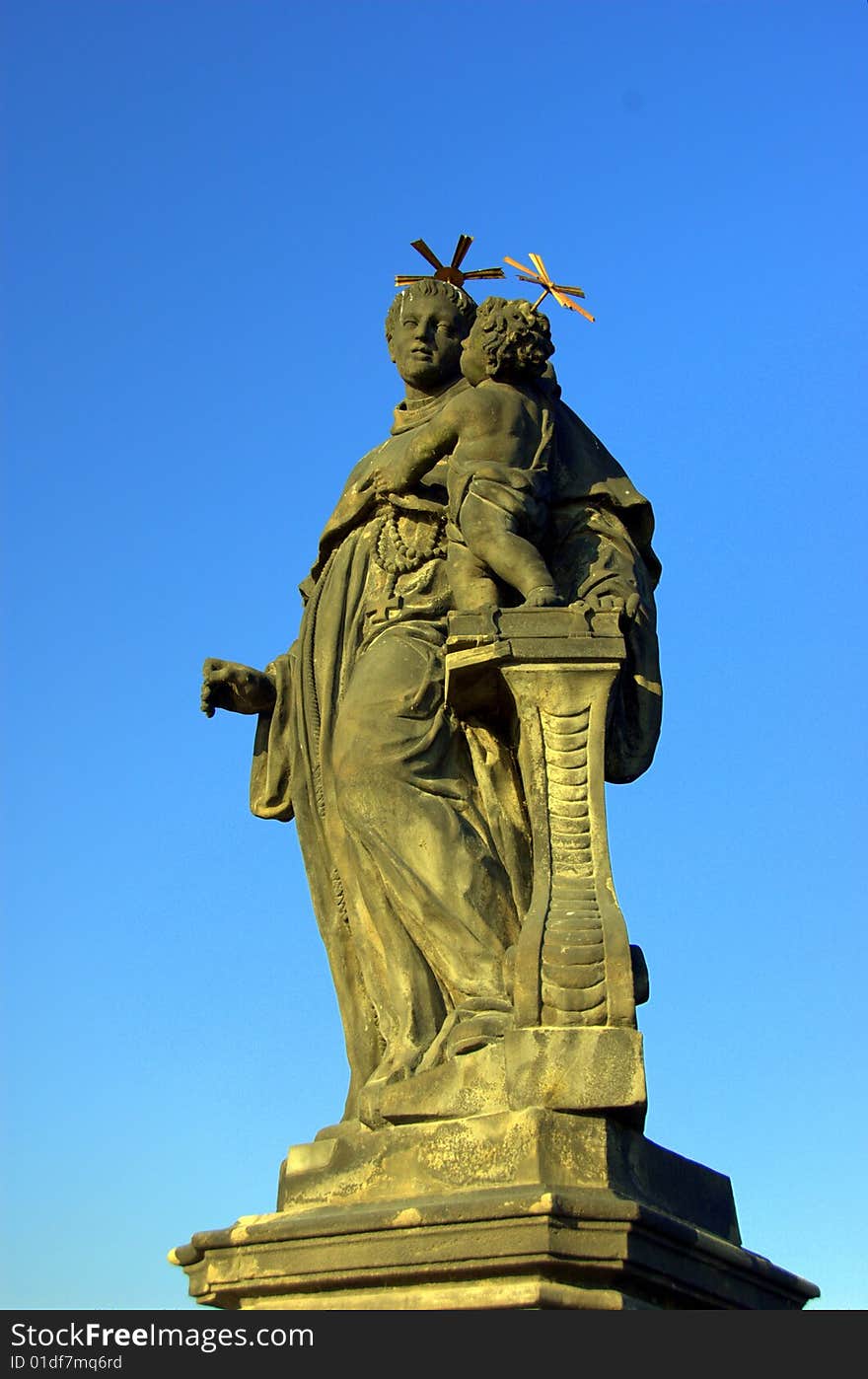 Charles bridge statue in Prague