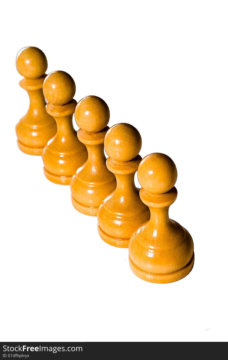 Teamwork concept. Chess figures bishops. Isolated on a white background. Studio work.