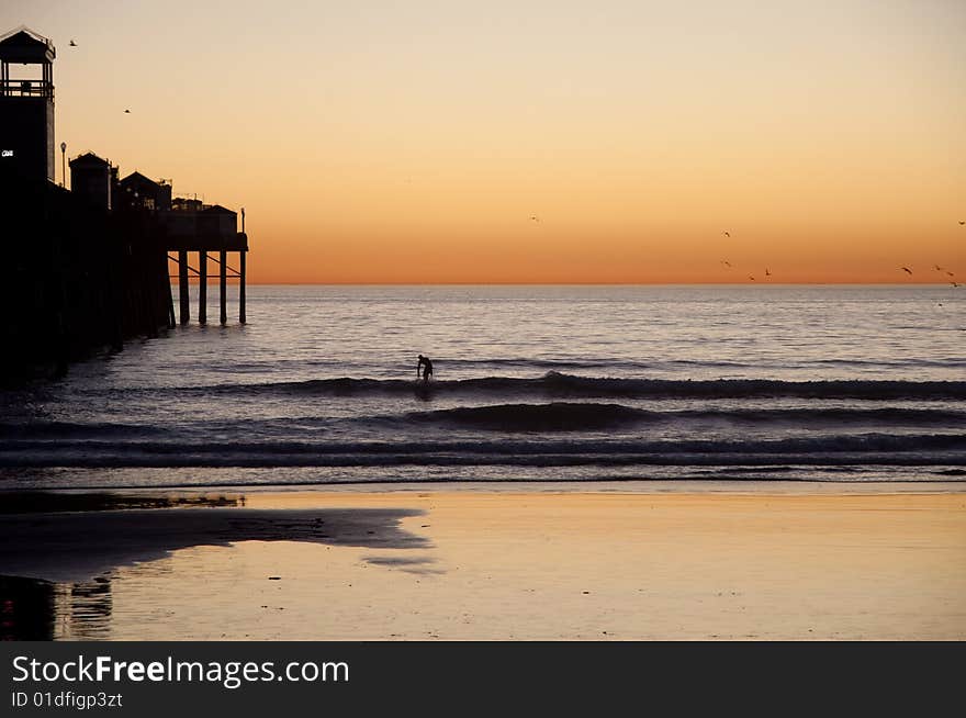 Surfing at Sunset