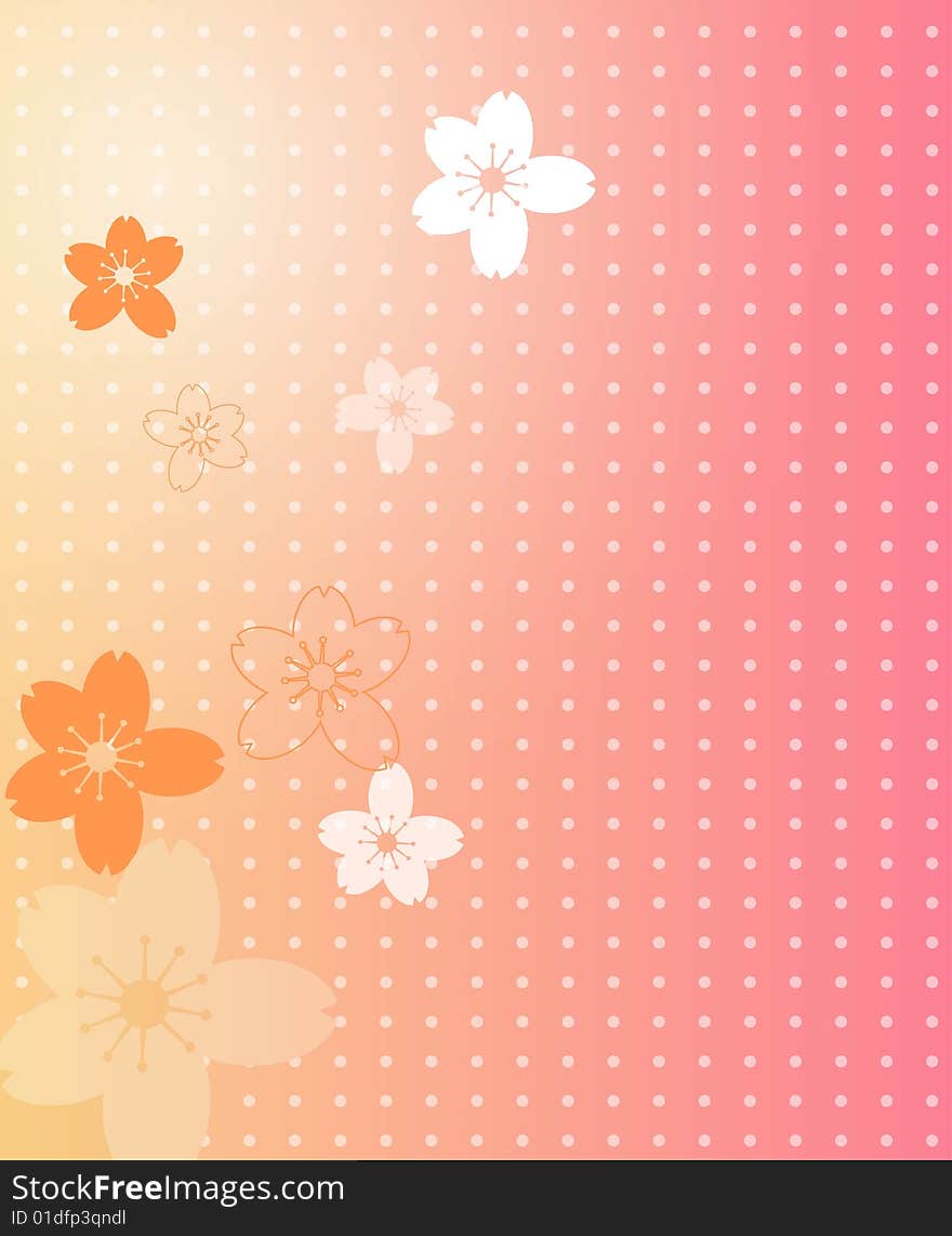 Vivid, colorful, repeating cherry flower background. Vivid, colorful, repeating cherry flower background