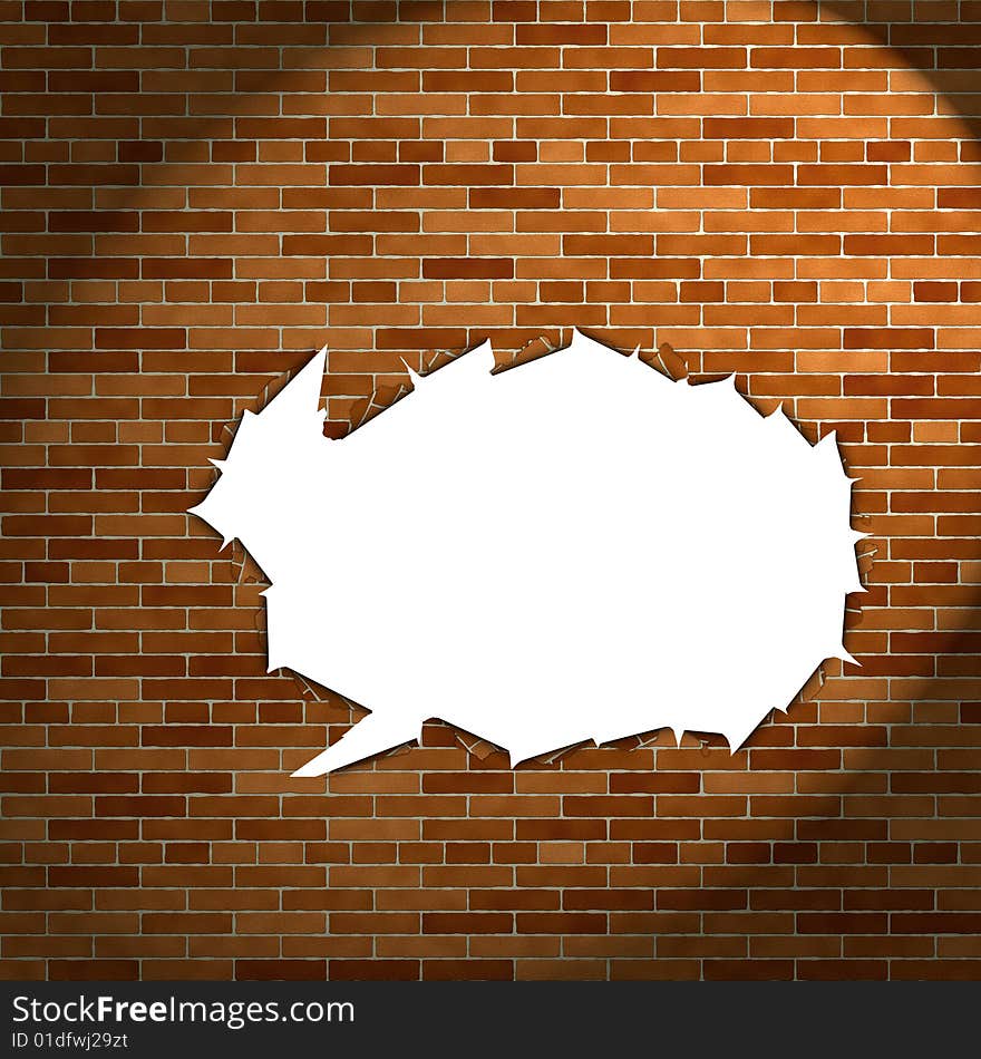 Illustration of brick wall and a hole