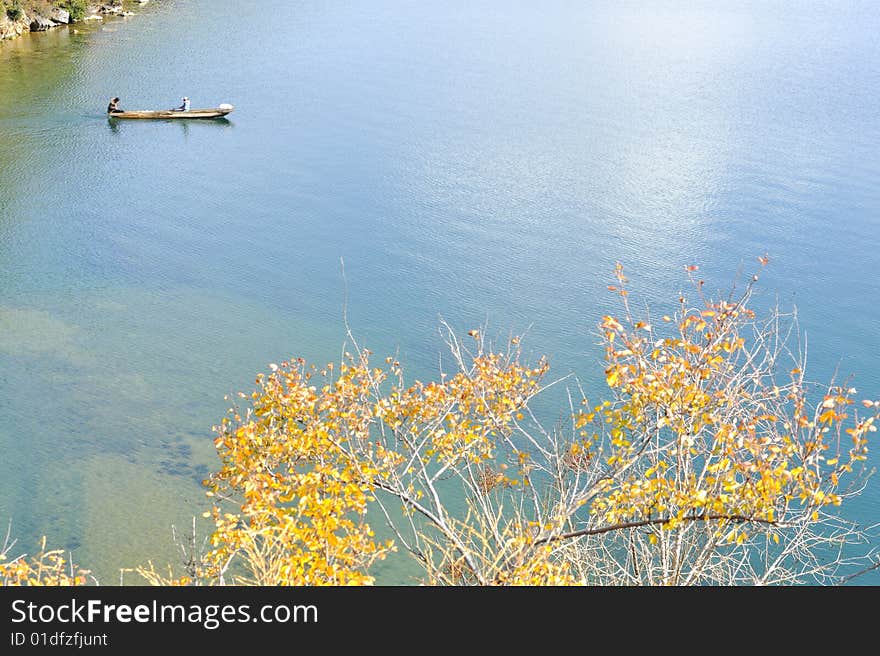 Lake-Lugu charming beautiful scenery in autumn