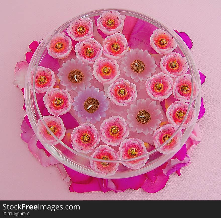 Rose floating candle on a table