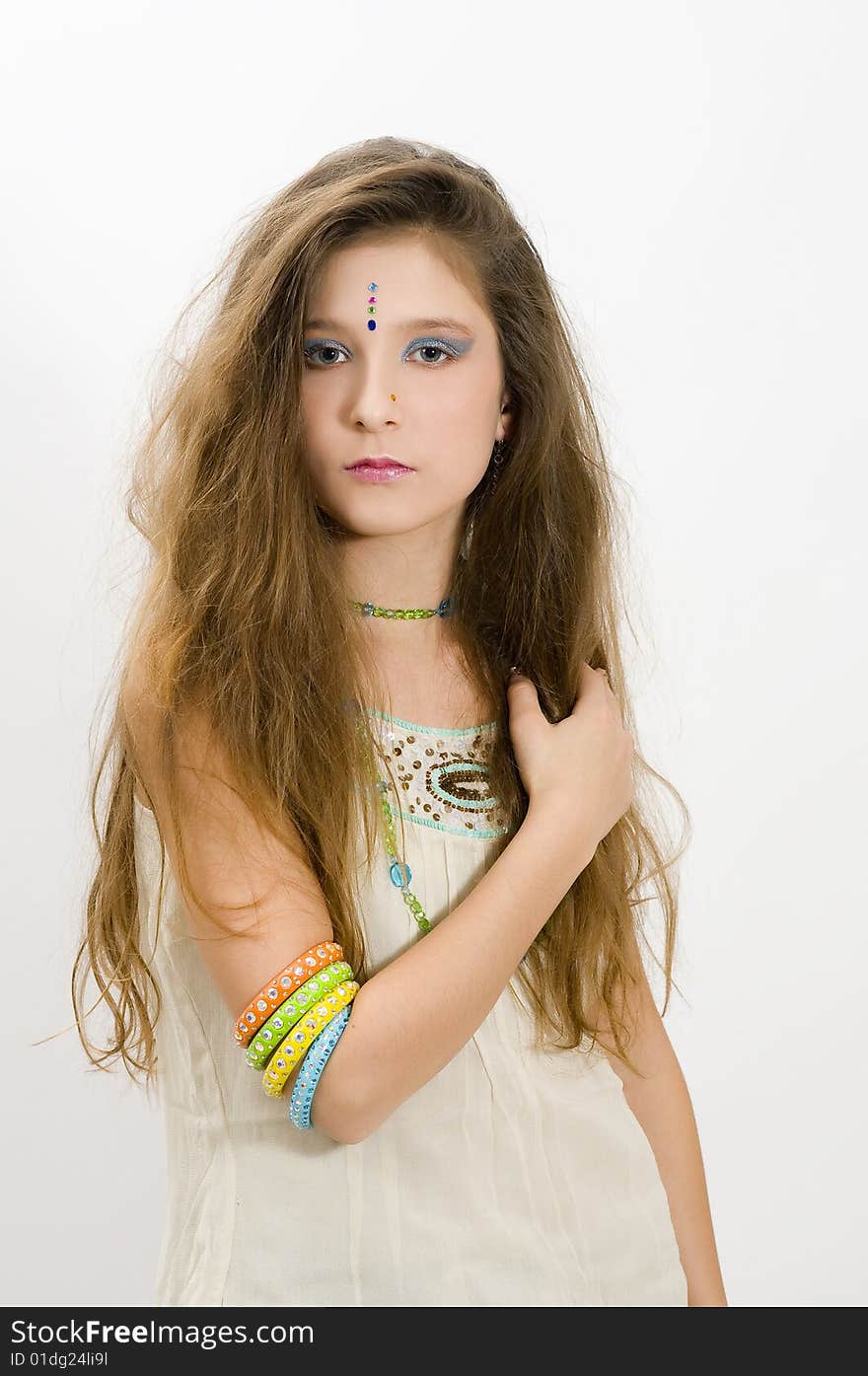 Fashion Girl Showing Bracelets