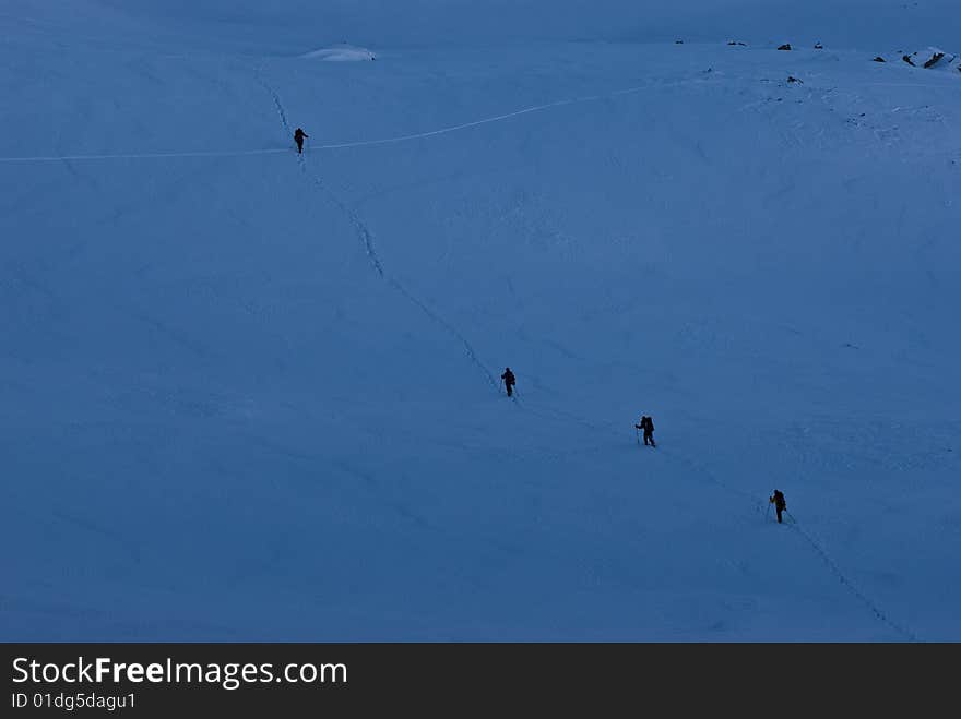 Alpinists in the Retezat mountains, Romania